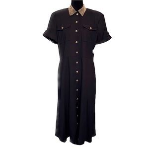 LENNIE For Nina Leonard Black Vintage Shirt Dress Sz 12 NWT